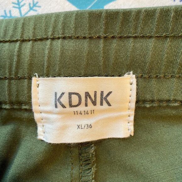 KDNK Jogger Pants Men XL Green Side Stripe Zip Ankle Tie Waist Y2K Sporstwear - Picture 3 of 7